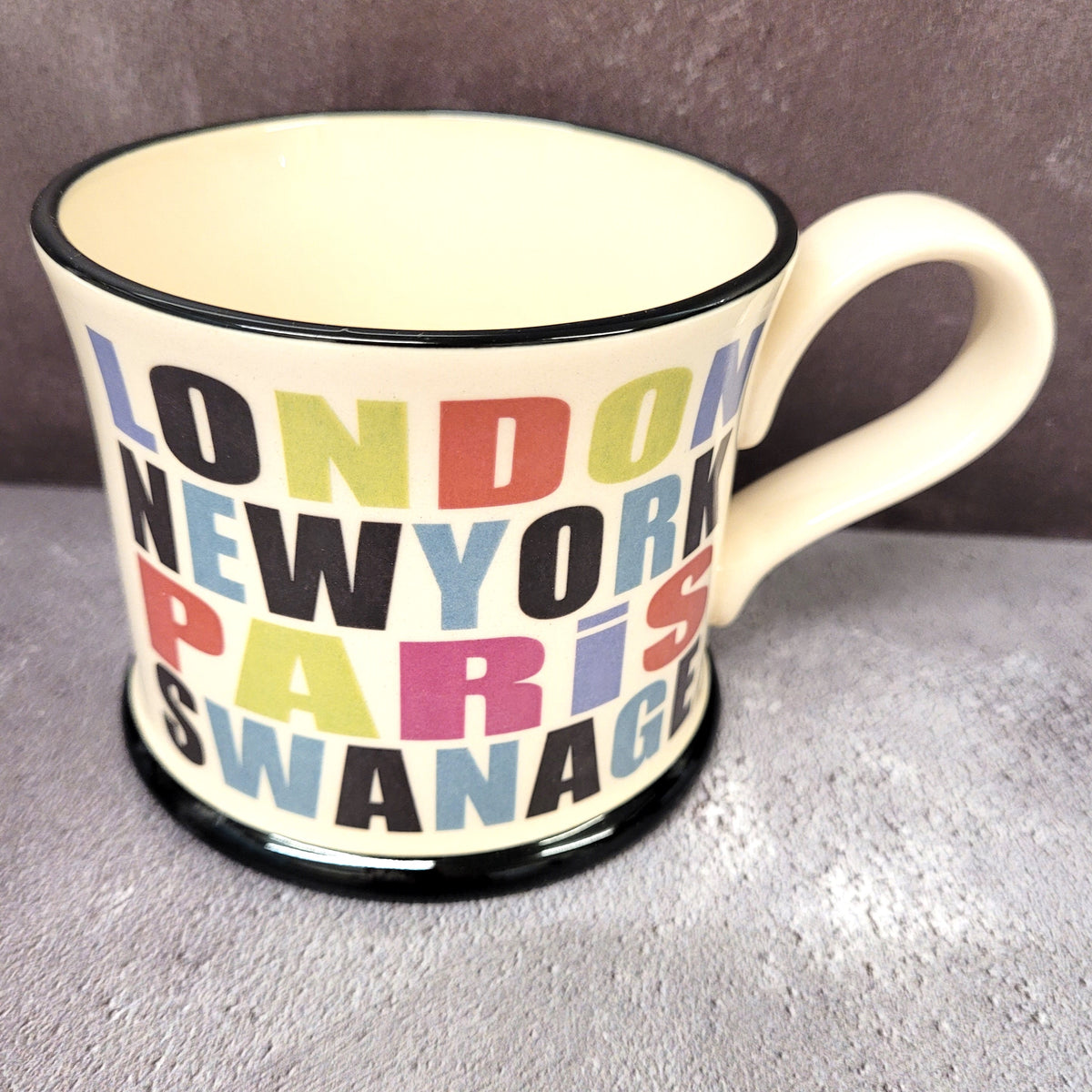 Moorland Pottery London, New York, Paris, Swanage Mug The Mulberry